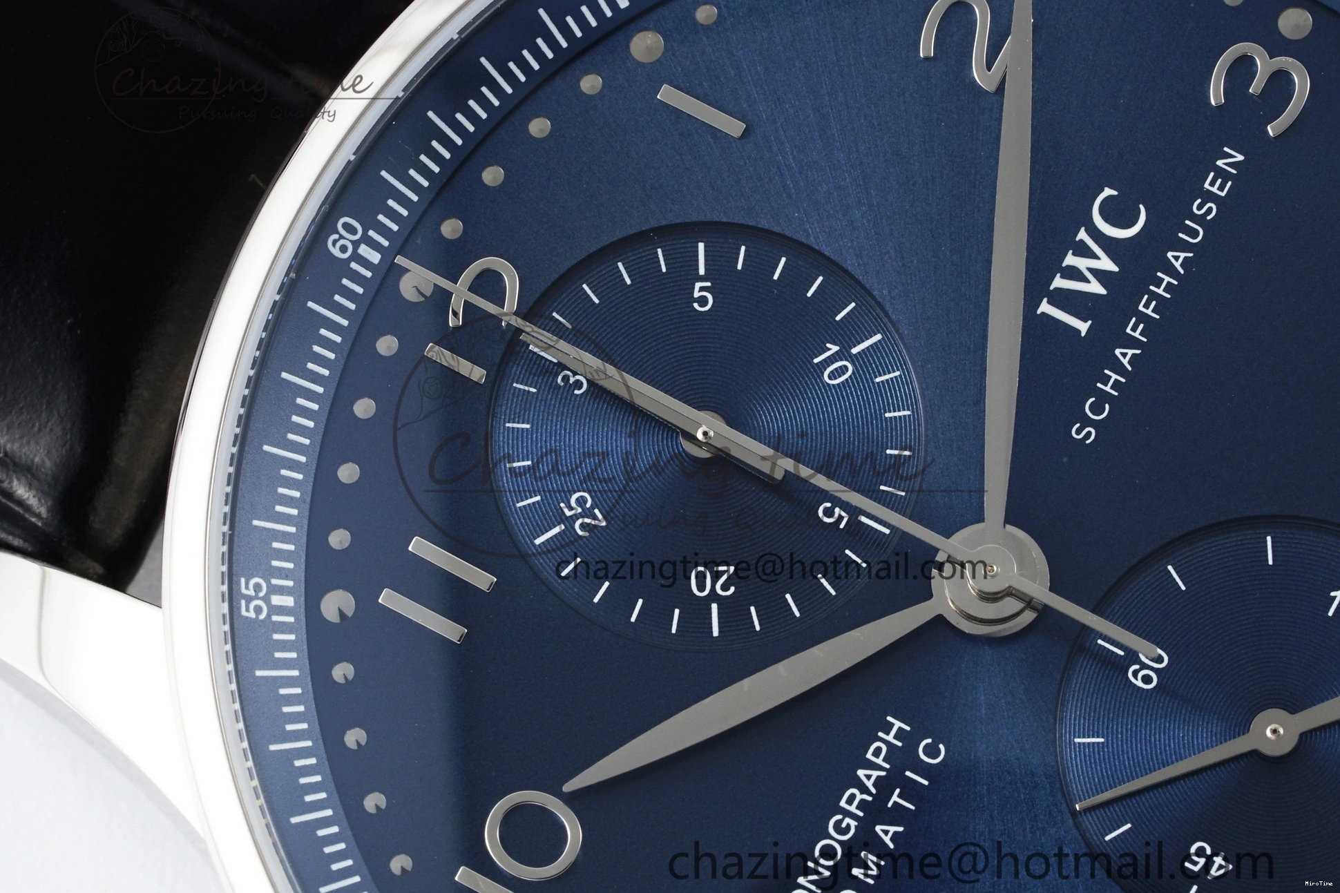 MIROTIME 0408 Portuguese Chrono IW3716 RSF 1:1 Best Edition Blue Dial on Black Leather Strap A RelaxedFit 7045